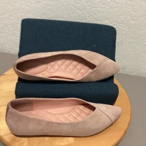 Birdies Women's Flats Pointed Toe Leather Upper Blush Pink Size 7.5